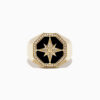 Diamond Star Onyx Signet Ring